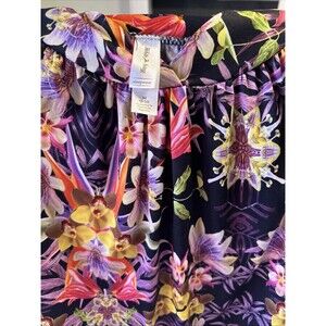 White Stag Sleepwear Breakfast Dress Nlack Floral  Front Size M